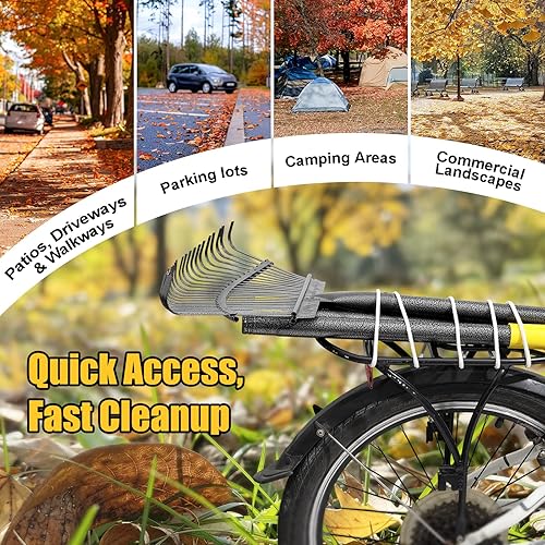 Miniatura 14 de Rastrillo de hojas: rastrillo de jardín de metal pequeño resistente de 8.5 pulgadas de ancho para césped, patio, jardín, cama, hojas, desechos