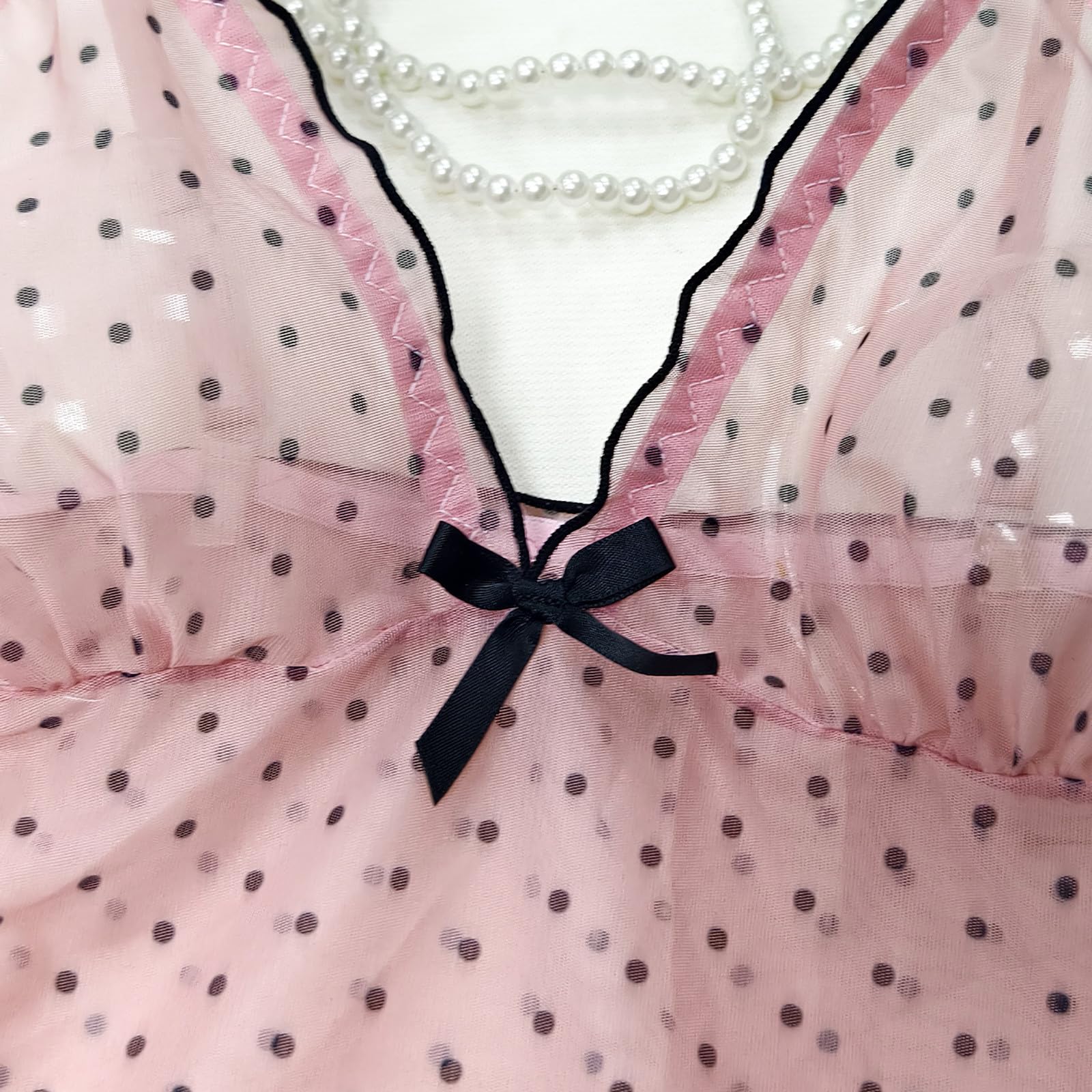 Women Sexy Nightgown Lace Babydoll Chemises Boudoir Seductive Sleepwear Full Slip Transparent Erotic Sleep Nightdress: 01#pink Large