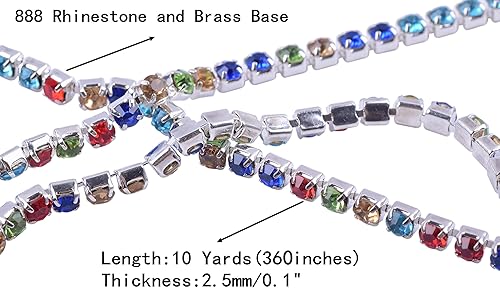 Miniatura 62 de KAOYOO - Cadena con cuentas de diamantes de imitación, 9 metros (10 yardas) para manualidades, joyas y decoración de bodas. Plata con cuentas