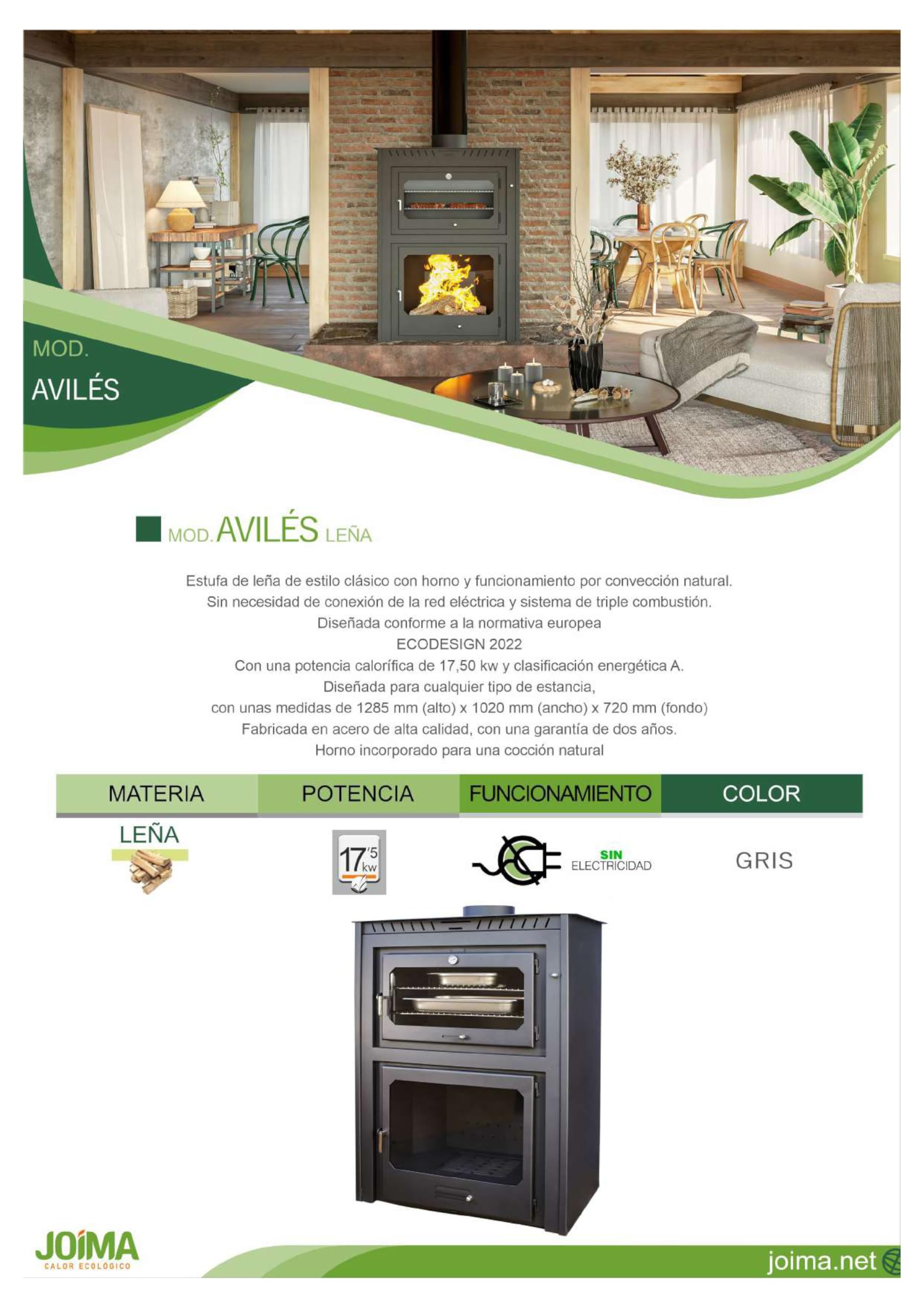 Poêle à Bois avec Four Aviles 17,50 KW