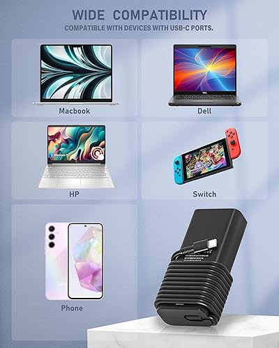 Miniatura 5 de Cargador USB C tipo C de 65 W LA65NM170 DA65NM170 para Dell Chromebook 11 3380 5190; Inspiron 13 5310; Latitude 12 5285 5289 5290 5300 5400 5500