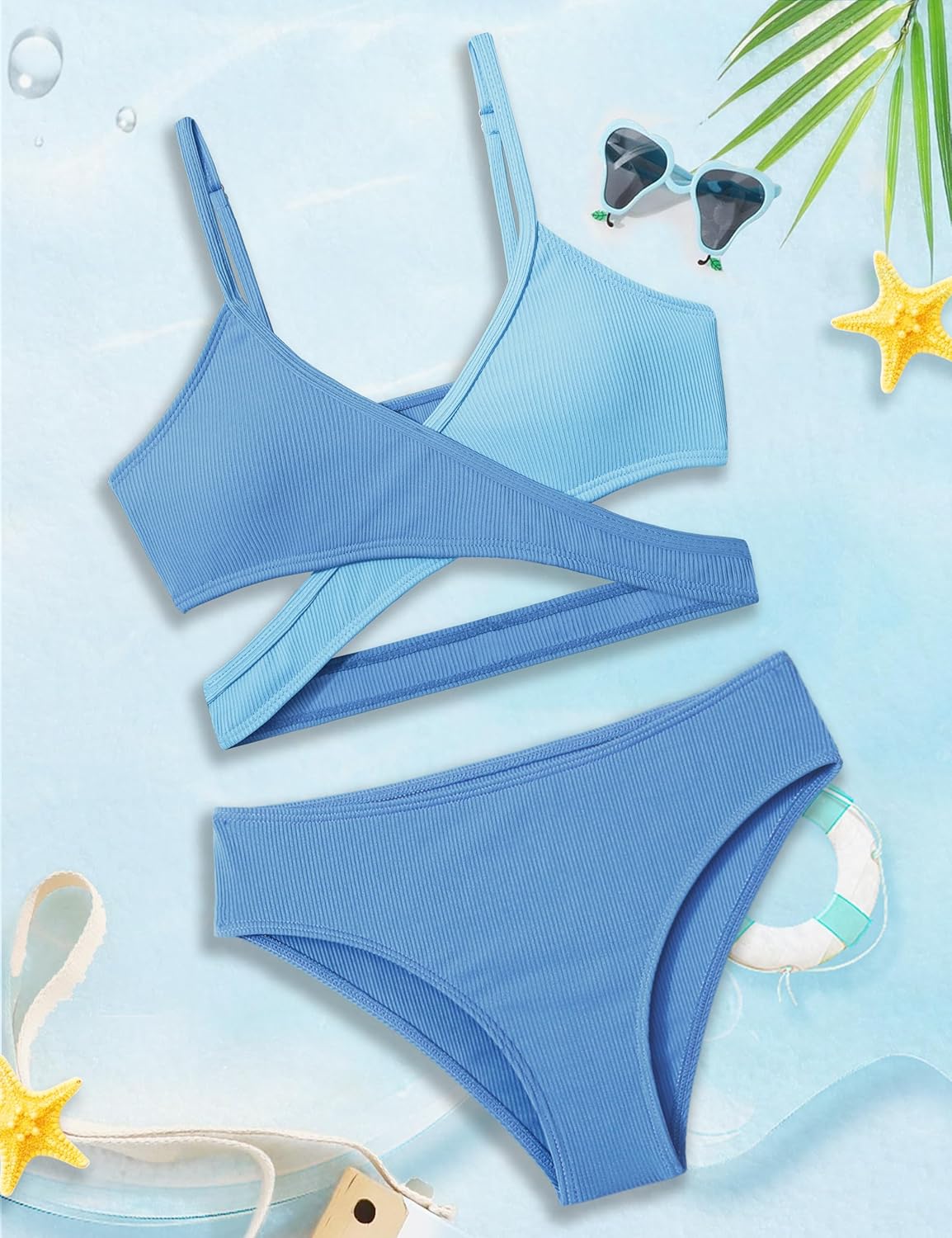 Girls Swimsuits Bikini Set,Two Piece Swimsuit Criss Cross Bathing Suit Girls' Swimwear