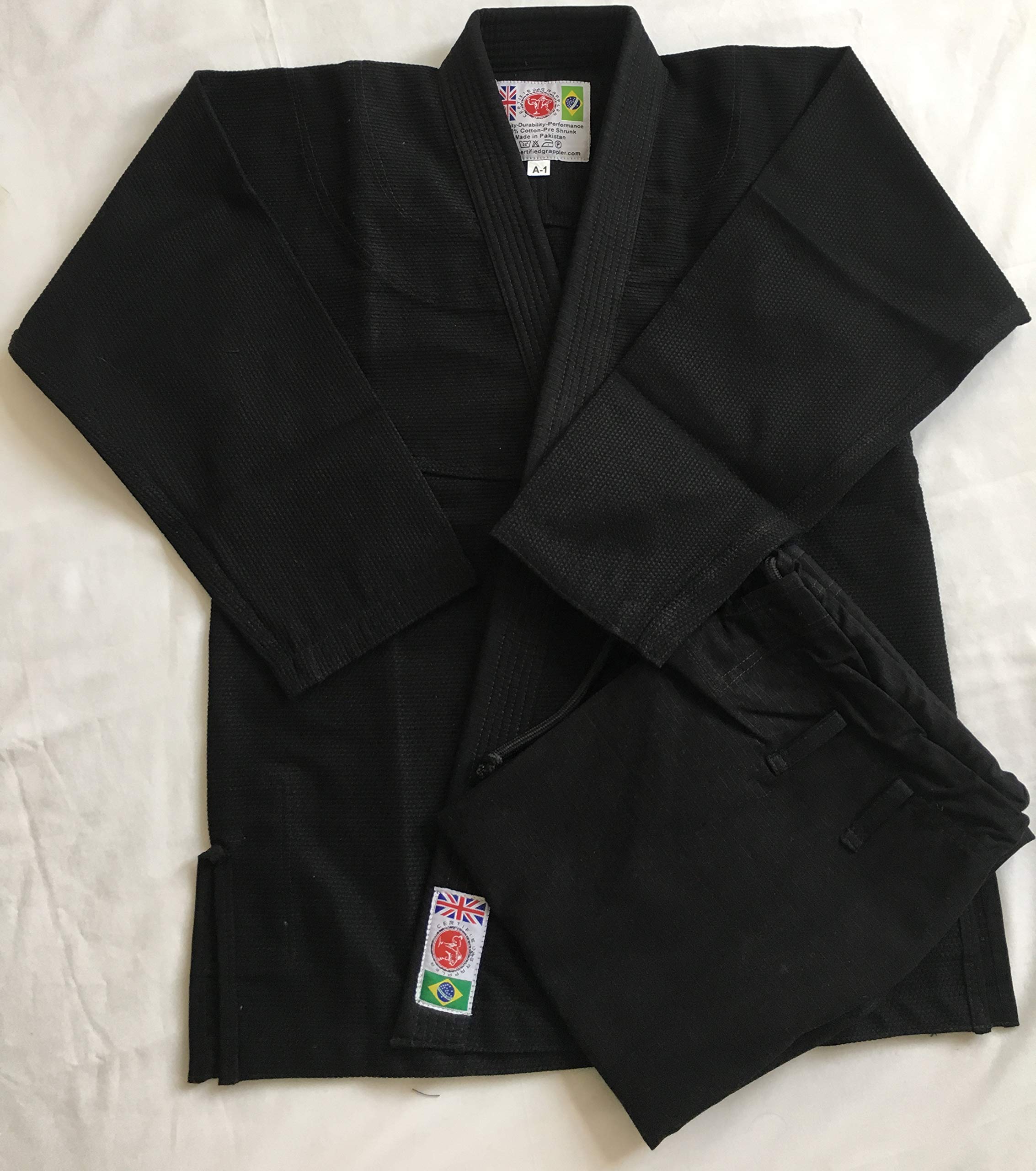 BJJ Gi Black - Tejido de perlas de Jiu Jitsu, color negro