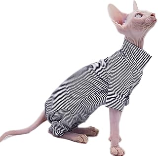 Sphynx Cat Clothes 4 Legs Pure Cotton Comfortable Stretch Hairless Cat Clothes, Devon Clothes, Kornish Clothes and Small Cats (Medium)