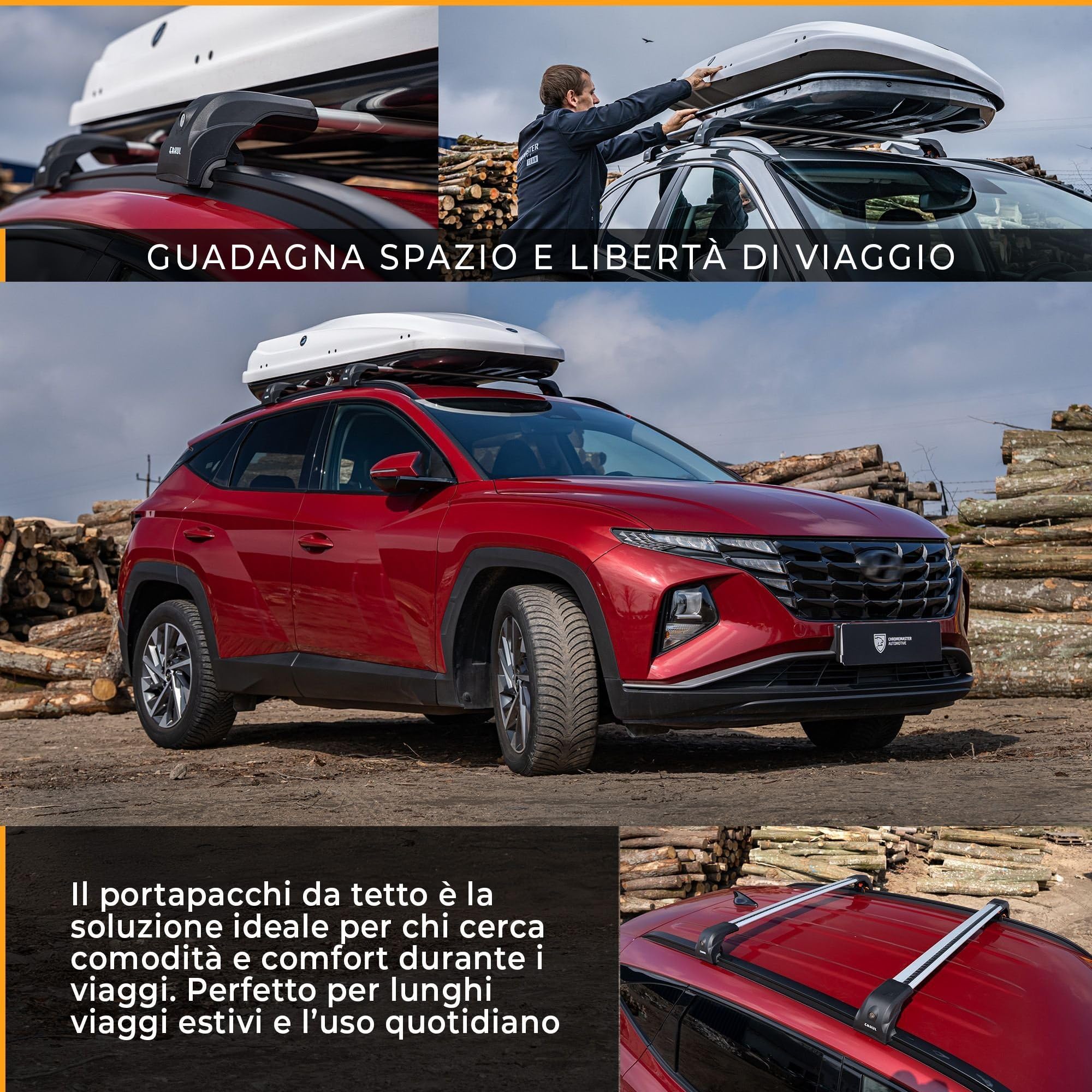 CHROMEMASTER Barre Portatutto Tetto Compatibili con Ford Puma 2020+; Portapacchi da Tetto per Box, Portabici, Scala | Ideale per Viaggi, Vacanze, Uso Quotidiano