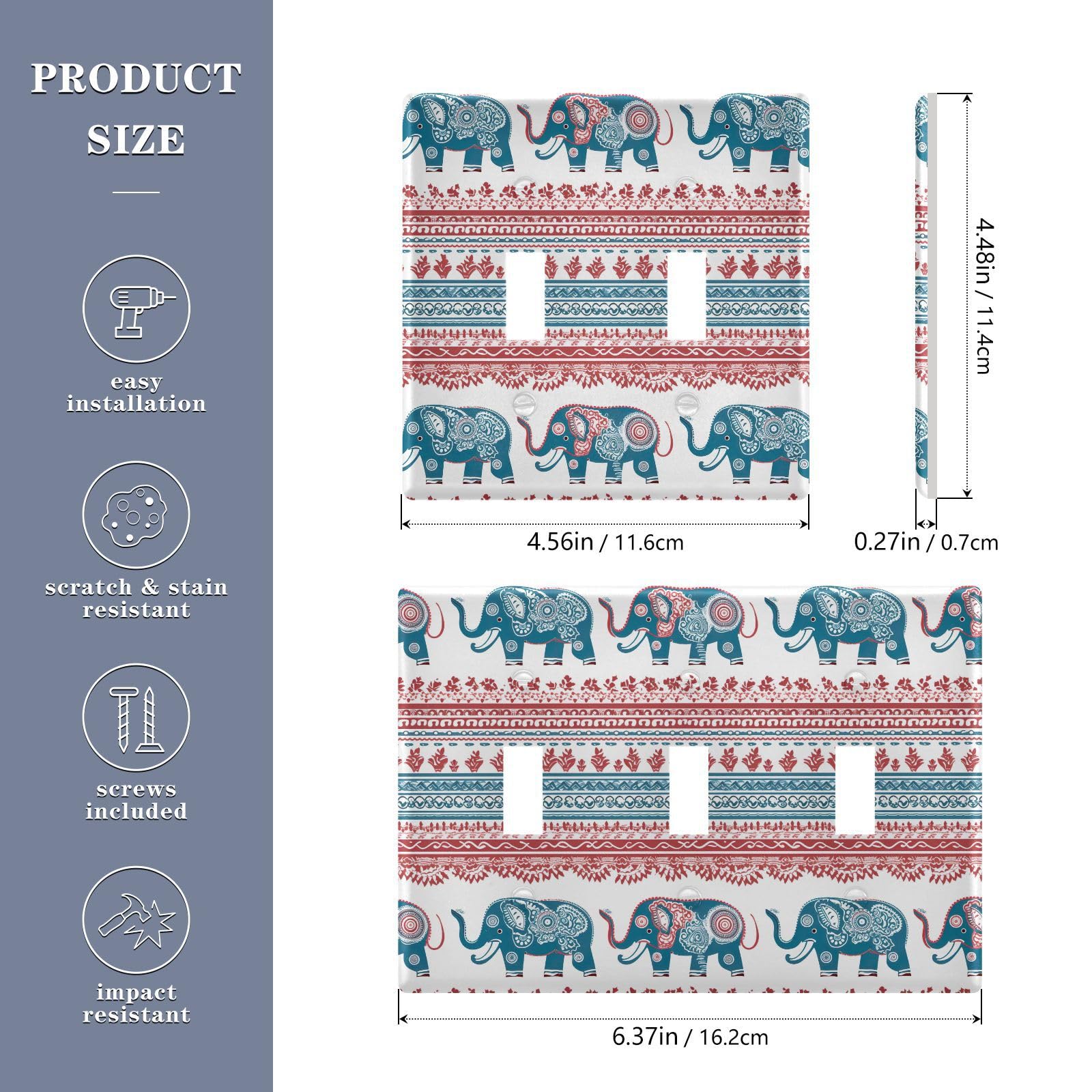 UMIRIKO Mandala Elephant Light Switch Cover Plate Covers Decorative Double Toggle Home Decor 202b3267