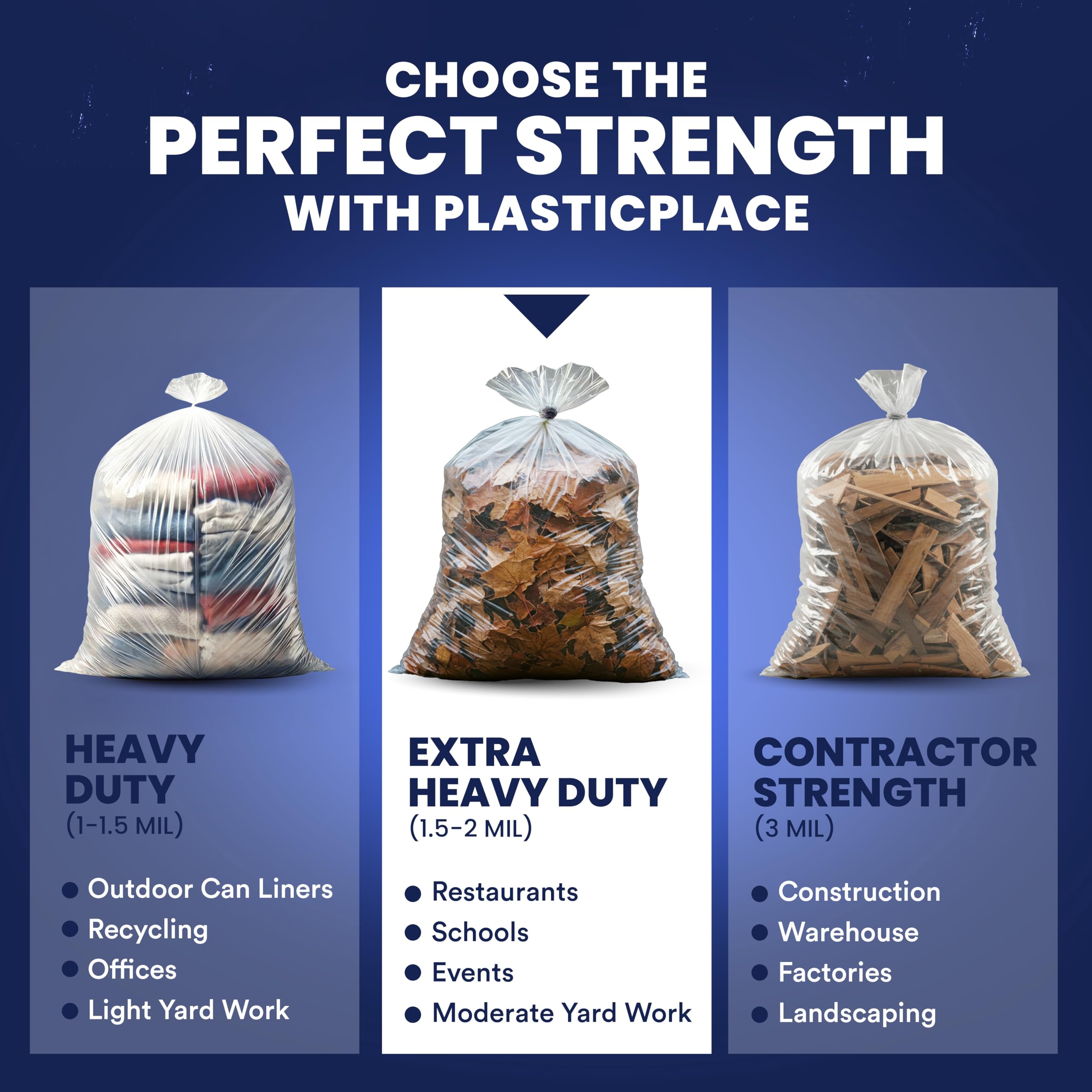 Plasticplace 55-60 galon Çöp Torbası 1,5 Mil - Şeffaf Ağır Hizmet Çöp Kutusu Astarları - Rulolar - 96,5 cm x 147,3 cm (100 Adet)