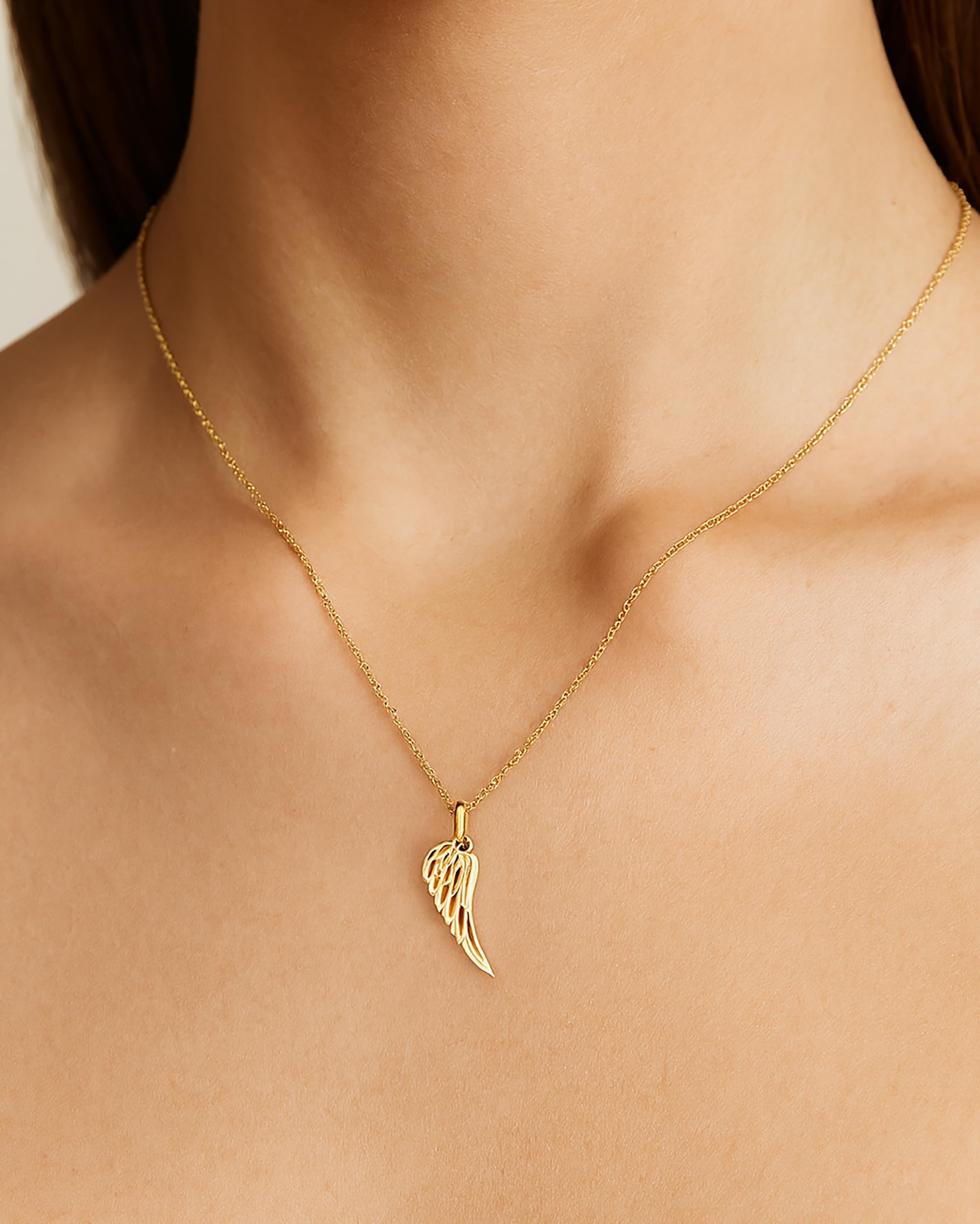 14K/585 Gold Anhänger Damen Engelsflügel Schutzengel Charm