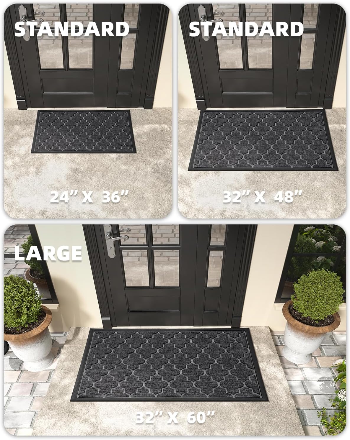 Color&Geometry Large Outdoor Door Mat 32x48, Grey- Dirt Trapping, Anti Slip, Low Profile, Easy Clean, Rubber Backing Doormat, Outside Floor Matts and Rugs for House Entrance/Entryway/Entry