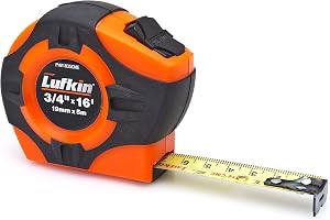 Crescent Lufkin 3/4" x 5m/16' P1000 Series Hi-Viz Orange SAE/Metric Yellow Clad A30 Blade Power Return Tape Measure - PHV1035CMEN , Black