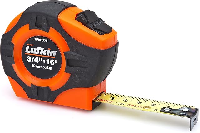 Crescent Lufkin 3/4" x 5m/16' P1000 Series Hi-Viz Orange SAE/Metric Yellow Clad A30 Blade Power Return Tape Measure - PHV1035CMEN , Black