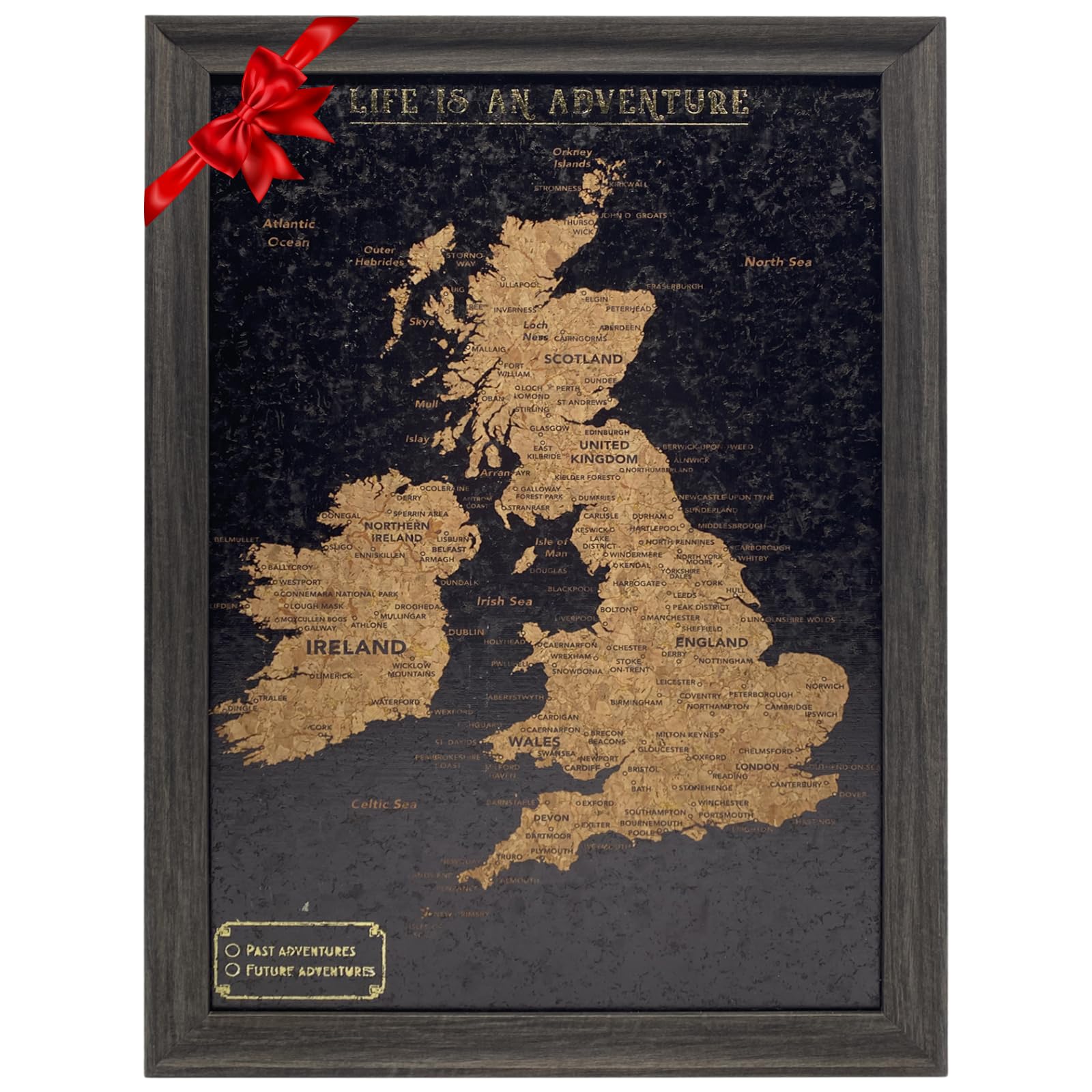 Splosh Travel Map - Small UK Map & Ireland Map Pin Board in Black, Wooden Frame. Travel Map Pin Board with 100 Pins in 2 Colours to Mark Your Past & Future Adventures, Map of UK & Map of Ireland. Home – Wall Map, 1 January 2023