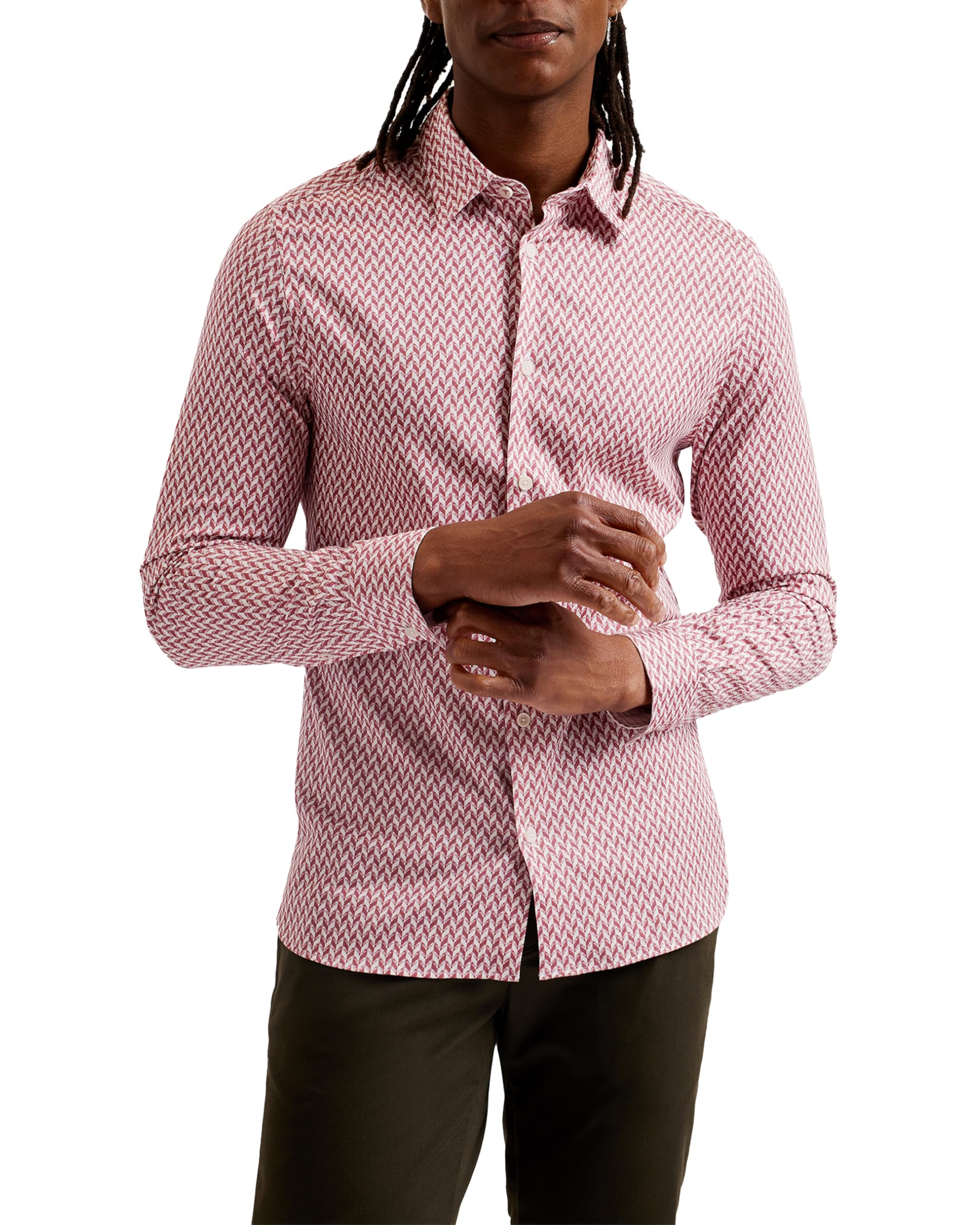 Ted Baker London laceby-ls geo Printed Shirt, mid-Pink