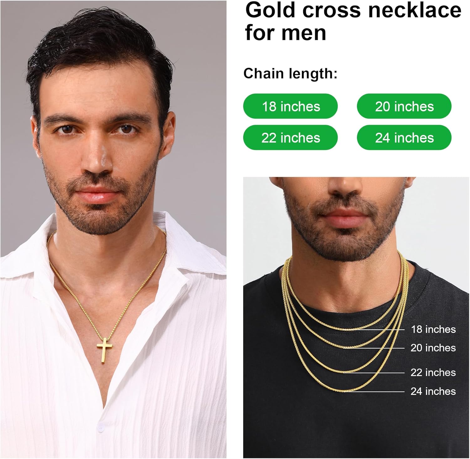 Monily Birthday Gifts for Dad Cross Necklace for Men Silver/Gold Stainless Steel Cross Chain Pendant Necklace for Mens Father's day gifts - Image 2