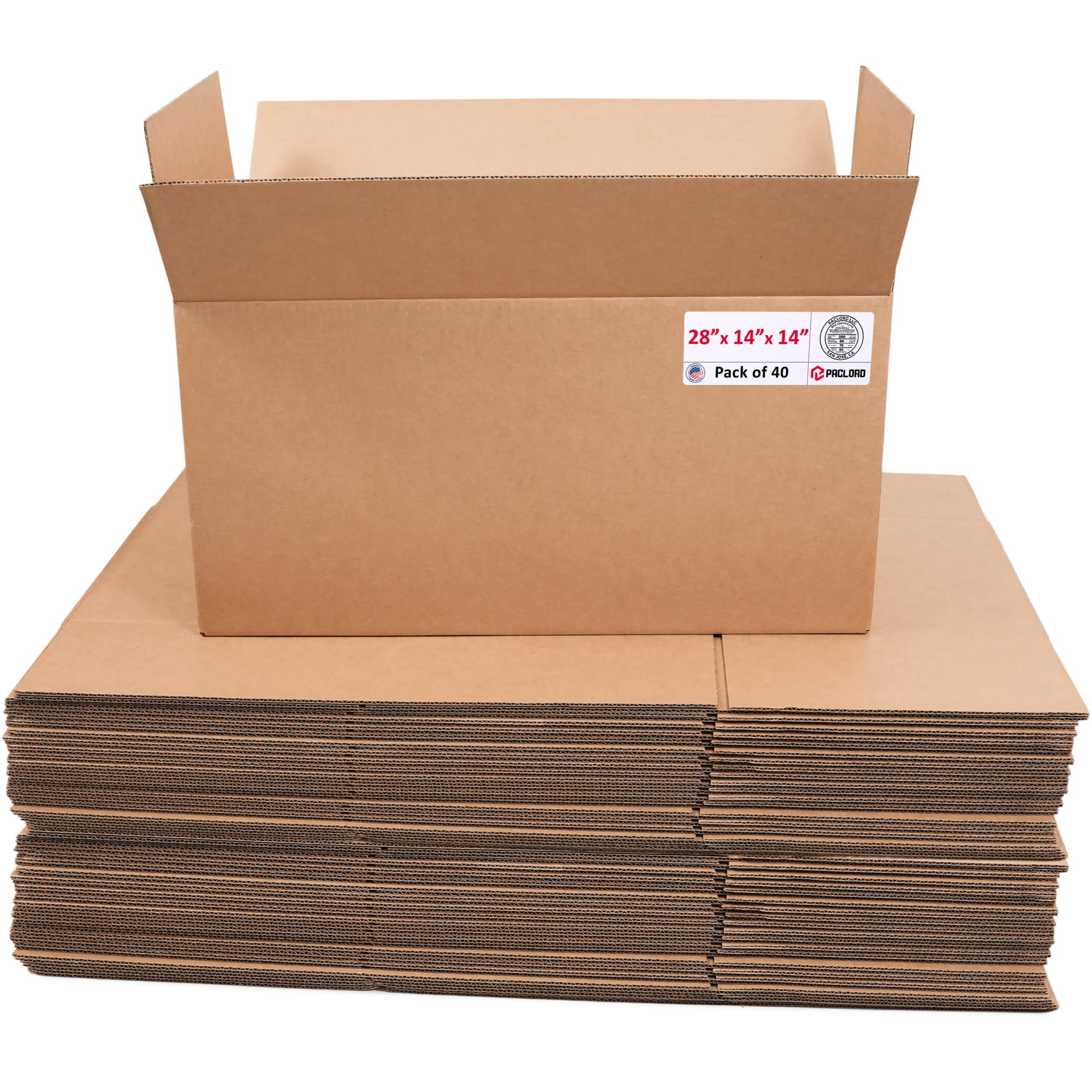 Large Cardboard Boxes 28"L x 14"W x 14"H (Pack of 40) - USA-Made Packing Boxes for Moving, Shipping, or Storage - USPS, UPS, FedEx Approved - Professional Packing Supplies for Moving | USA-Made Packing Boxes for Moving, Shipping, or Storage - USPS, UPS, FedEx Approved - Professional Packing Supplies