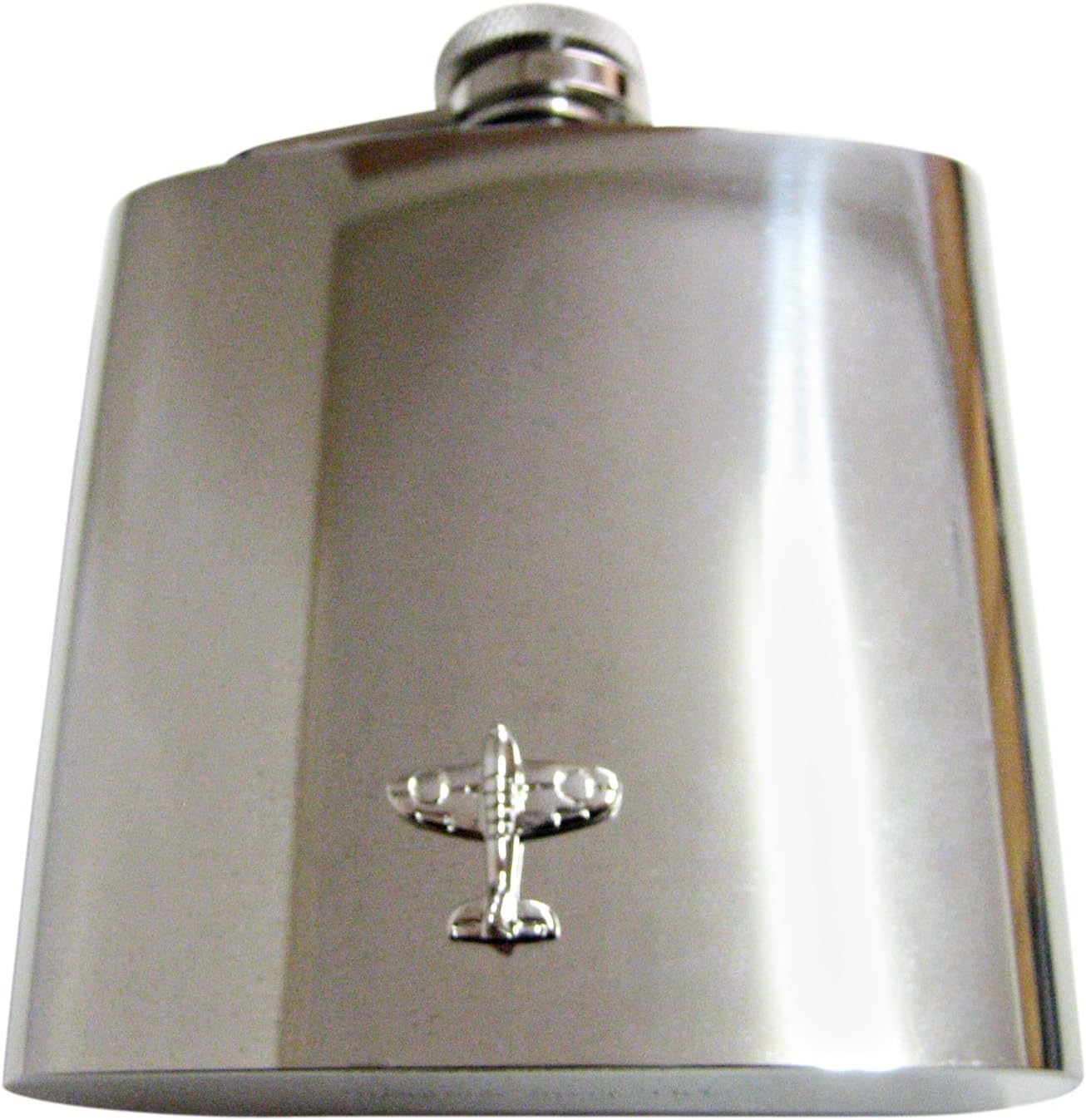 Kiola Designs Silver Toned Retro Plane 6 Oz. Stainless Steel Flask