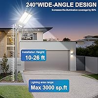 Vista 2 de Large Solar Street Lights Outdoor Waterproof Heavy Duty, Dusk to Down Solar Parking Lot Lights Mention Sensor, Outdoor Yard Light LED Floodlight