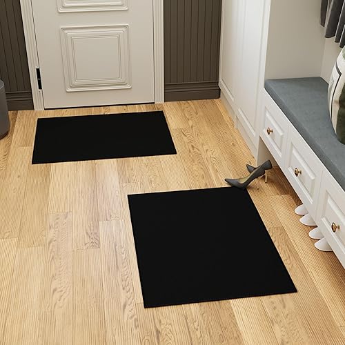 Miniatura 47 de Tapete unicolor y moderno con respaldo de goma antideslizante para entrada, habitación, cocina, baño, alfombra tradicional lavable a máquina, 2 x 3