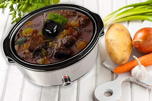 Miniatura 7 de Courant Olla ovalada de cocción lenta, con opciones fáciles de usar, olla apta para lavavajillas, de 8.5 cuartos de galón, acero inoxidable
