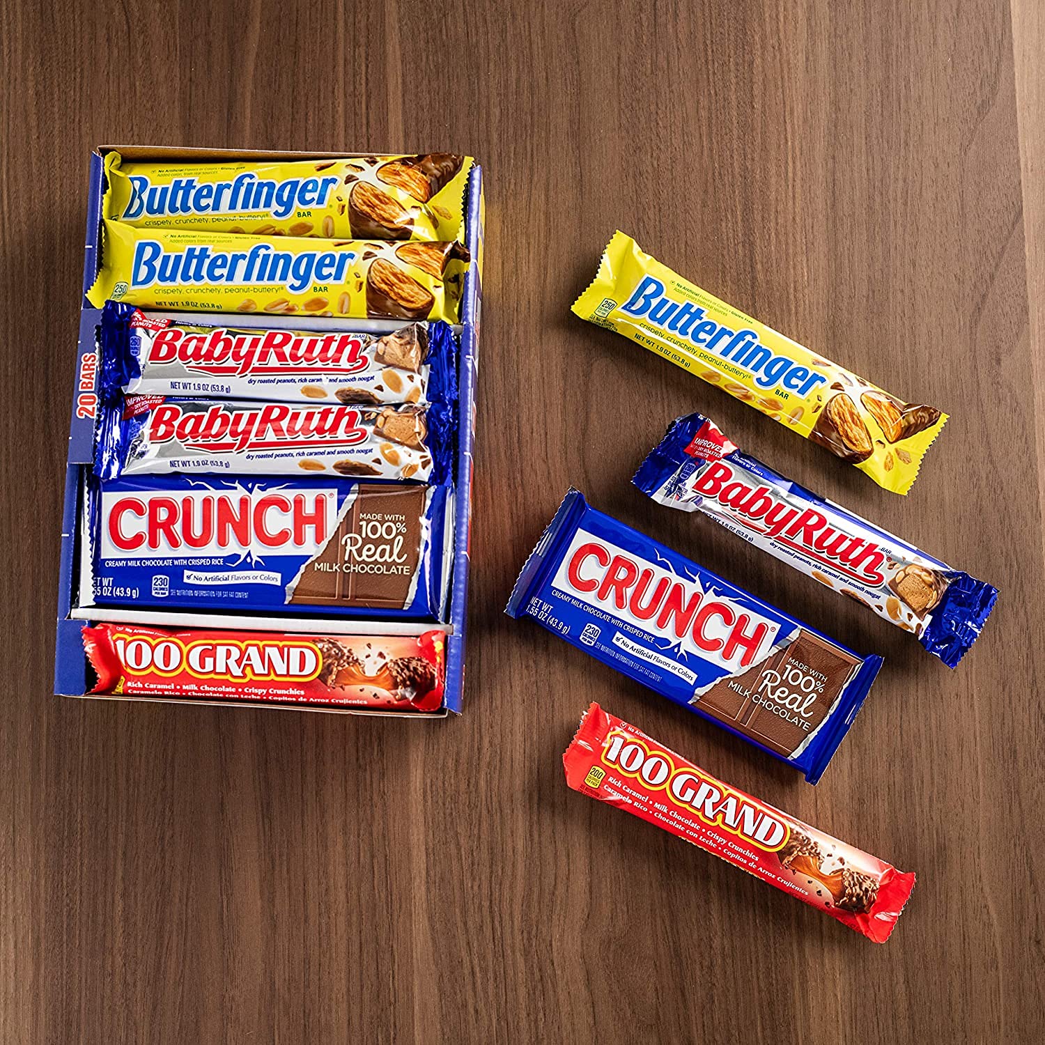 Butterfinger, Crunch, Baby Ruth & 100 Grand Candy Bars, Bulk Full Size