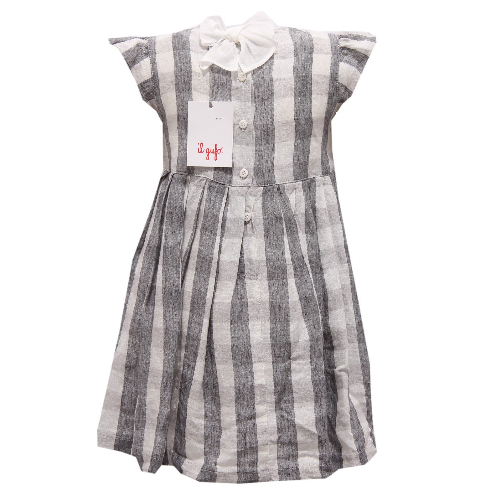 8757R vestito bimba IL GUFO lino grigio abito dress kid-18 MONTHS