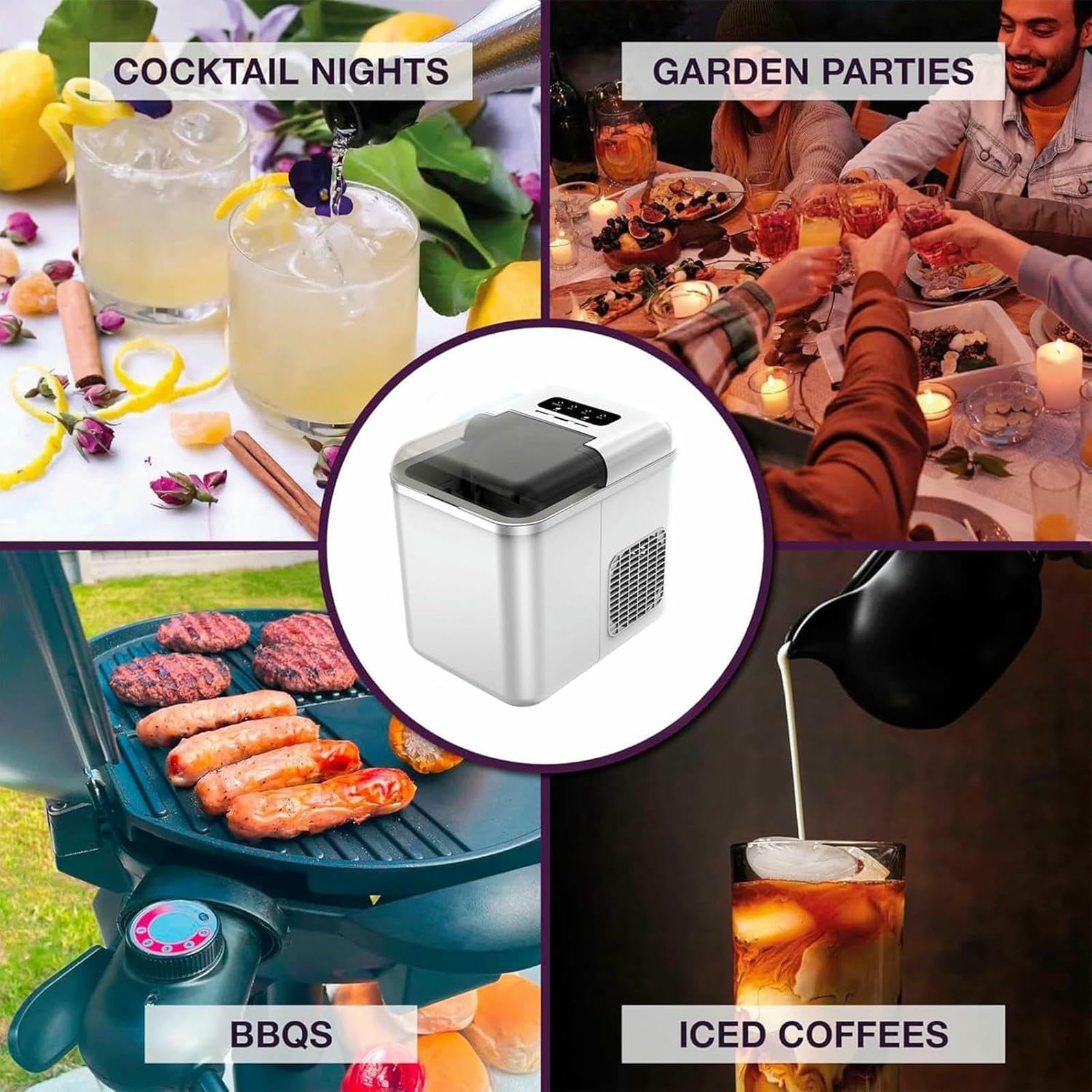 Fabricante De Cubos De Hielo Portátil, Máquina De Fabricante De Hielo De Encimera con Pantalla LED, Dispensador De Hielo Eléctrico para El Restaurante De Bares De Oficina En Casa