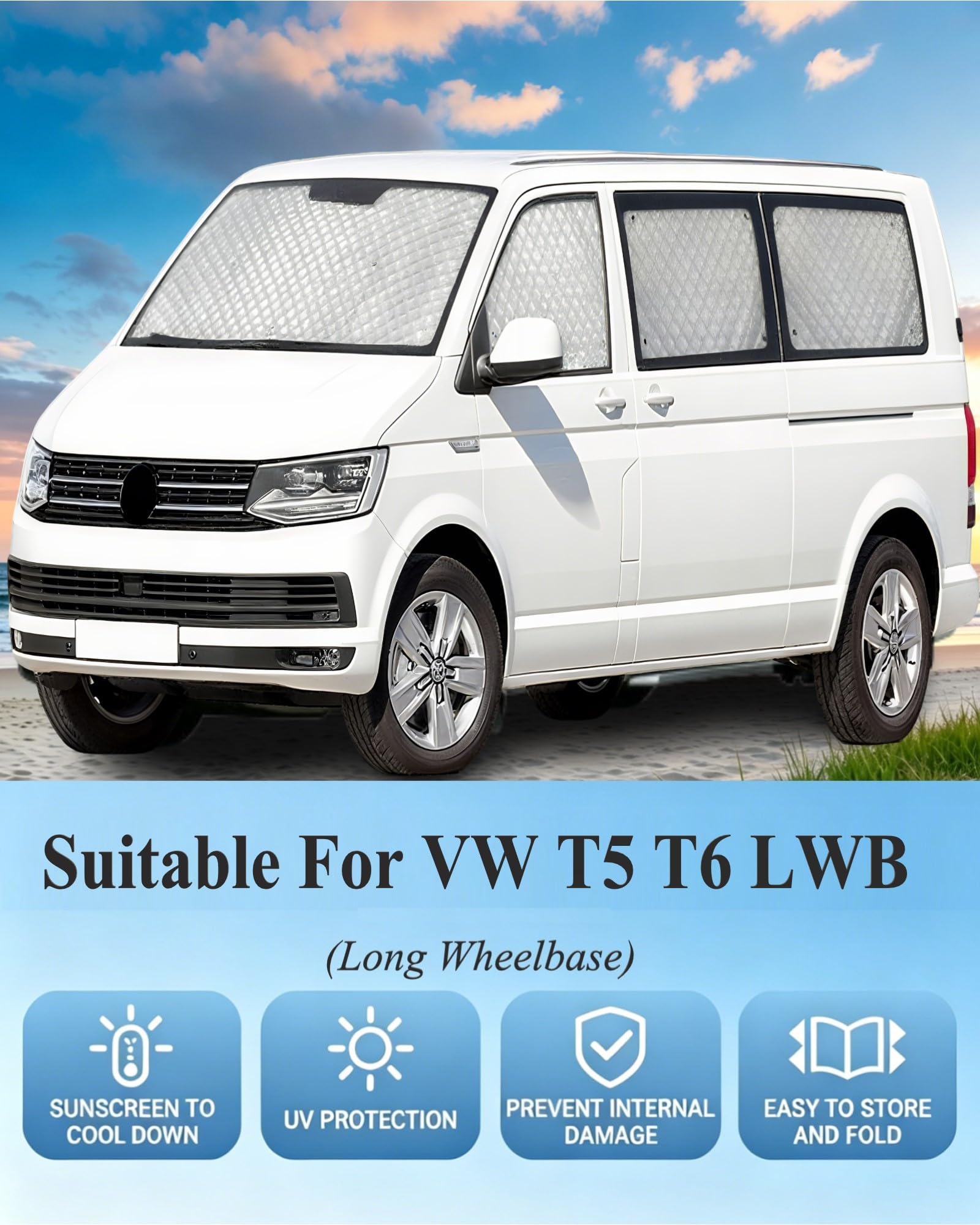 Mata termiczna do kabiny kierowcy do VW T5 T6 LWB, 8 sztuk