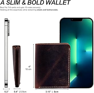 SKiDE Hunter Slim Wallet | Minimalist Wallet & Small Wallet for Men | Card Holder for Men & Women | Card Holder Wallet | (Hunter Brown), Brandy, Minimalist