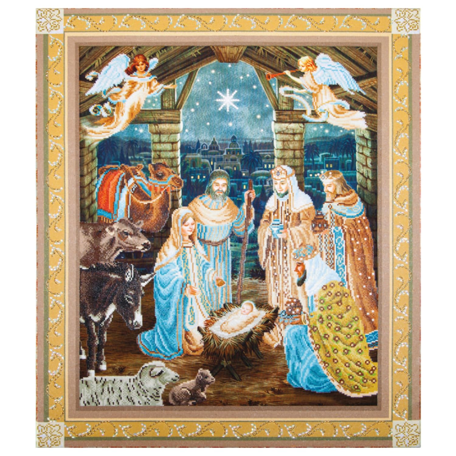 Diamond Dotz DD15-002 Szopka bożonarodzeniowa, ok. 85 x 100 cm, malowanie diamentami, błyszczący obraz do samodzielnego ozdobienia, dla dzieci i dorosłych