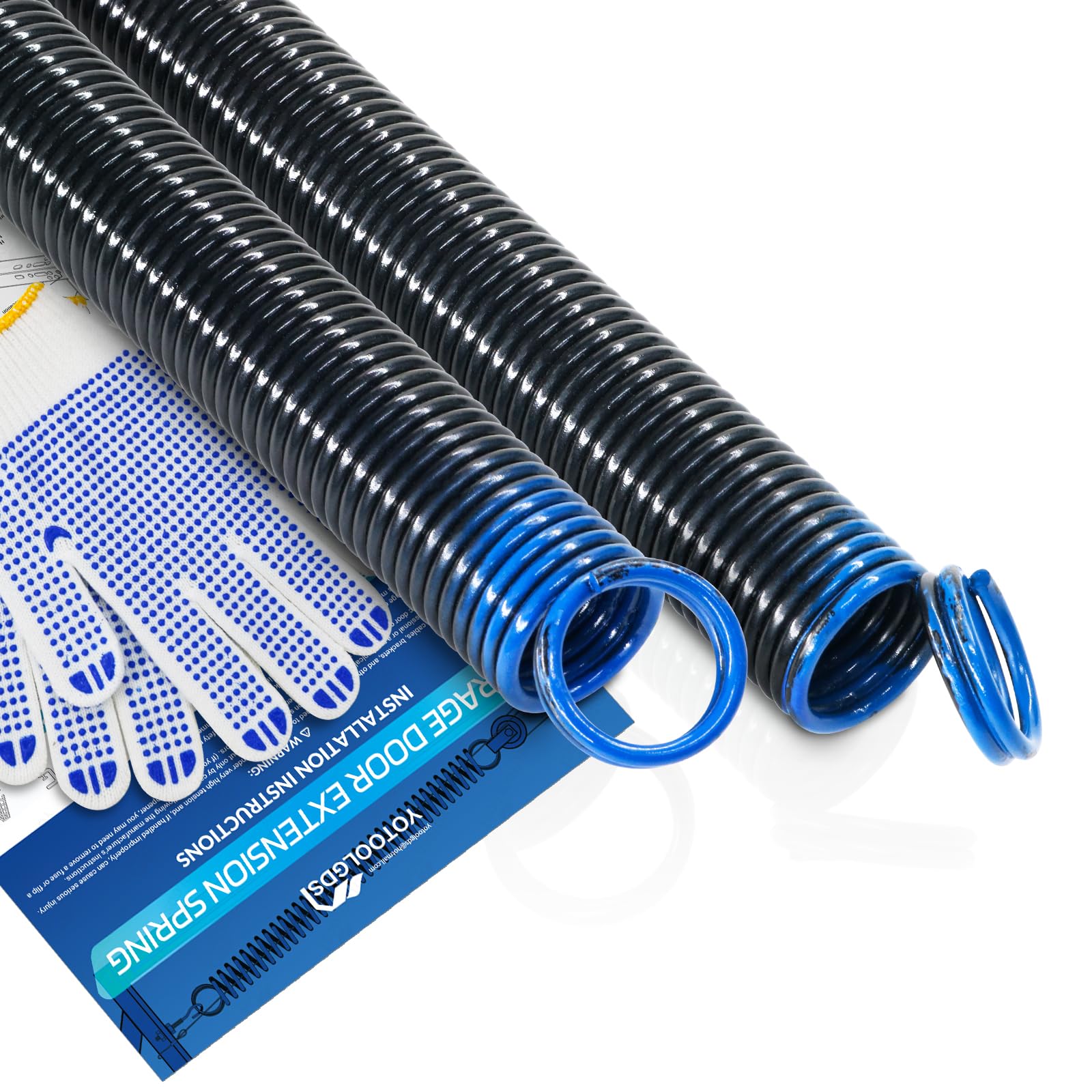 YoTooLGDS Pair of 90 lbs Heavy Duty Garage Door Extension Springs Stretch Springs, 25” Long, Double Loop Ends, High Precision Electrophoresis Black Coated,MIN 16,000 Cycles,for 7ft High Garage Doors