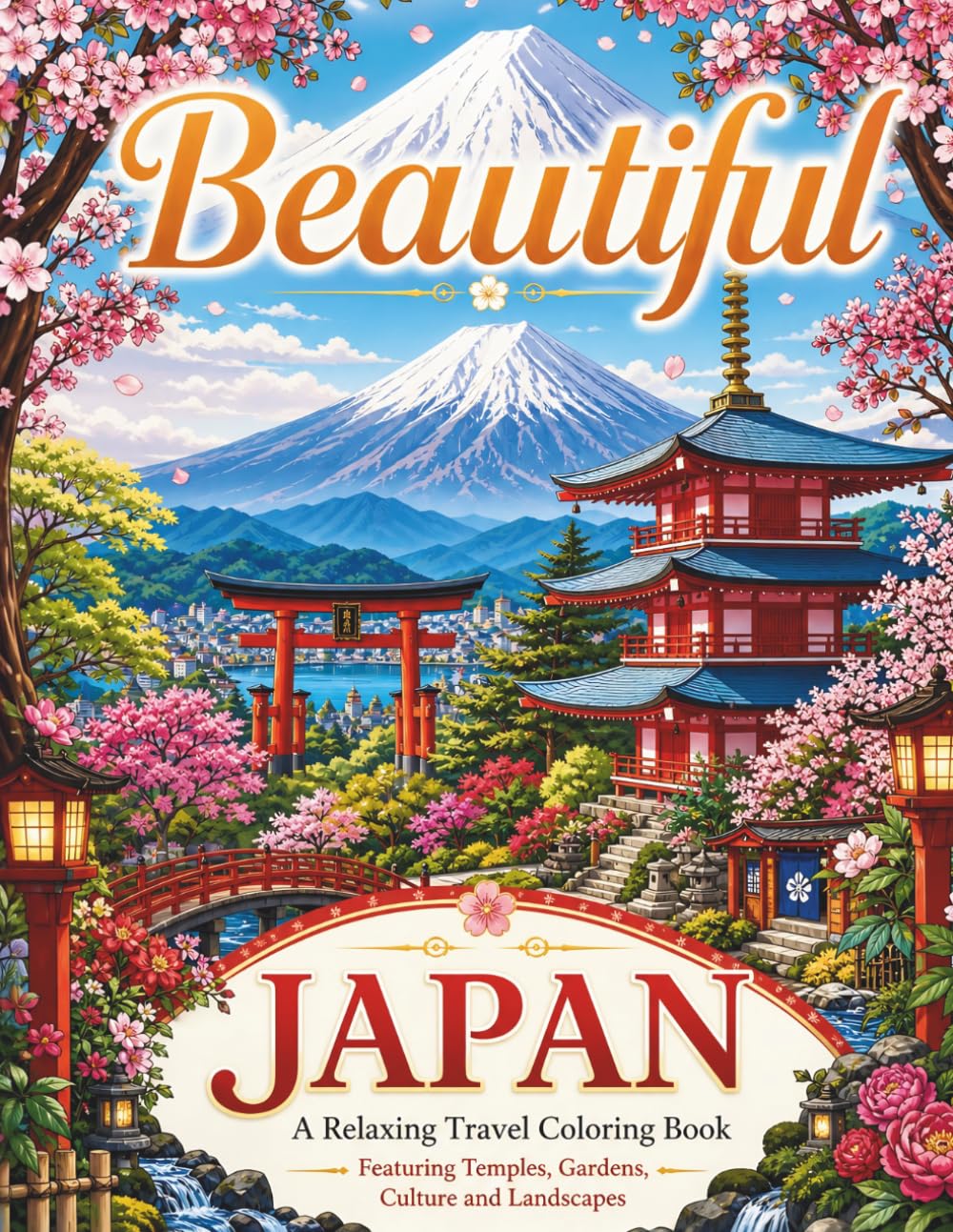 Beautiful Japan Coloring Book: A Relaxing Travel Coloring Book Featuring Temples, Gardens, Cherry Blossoms and Japanese Culture | Single-Sided Pages ... List Page (A Relaxing Travel Coloring Series)