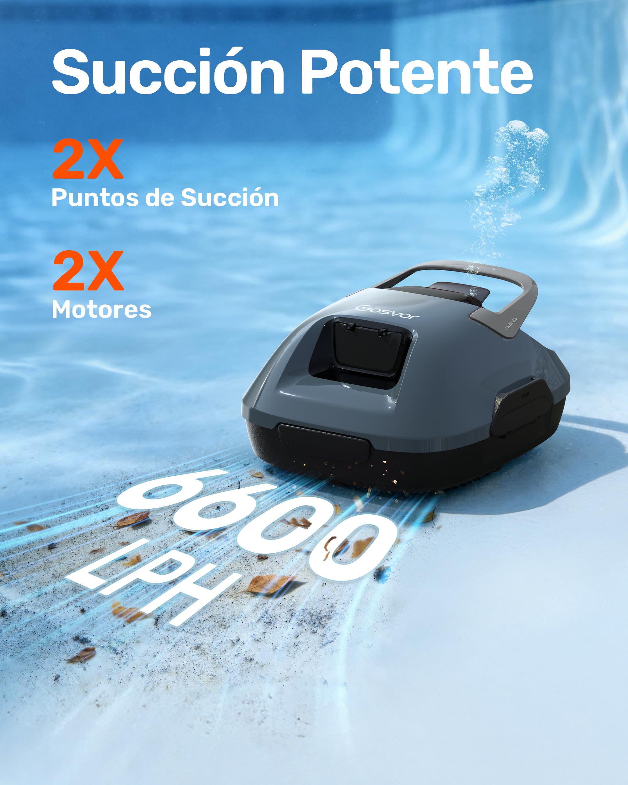 Gosvor Robot limpiafondos automático: 180μm, 90min, autoaparcamiento, 80m² Suelo y subterráneas,Gris Clair