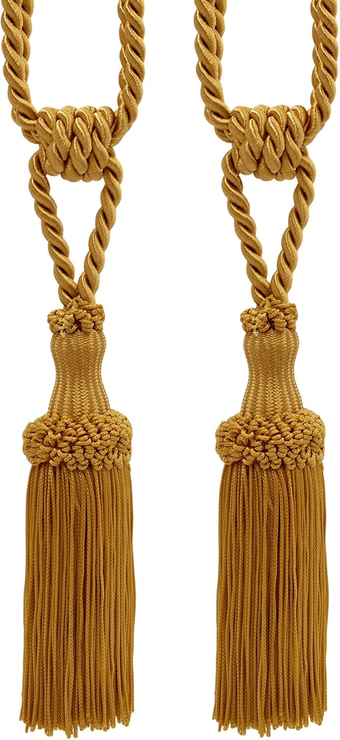 DÉCOPRO Decorative Chainette Curtain & Drapery Tieback Tassel Length 5" (12.5cm) 30" Spread (76cm) (Style# STB) Cherry Red #E6 (Bright Red) Set of 2