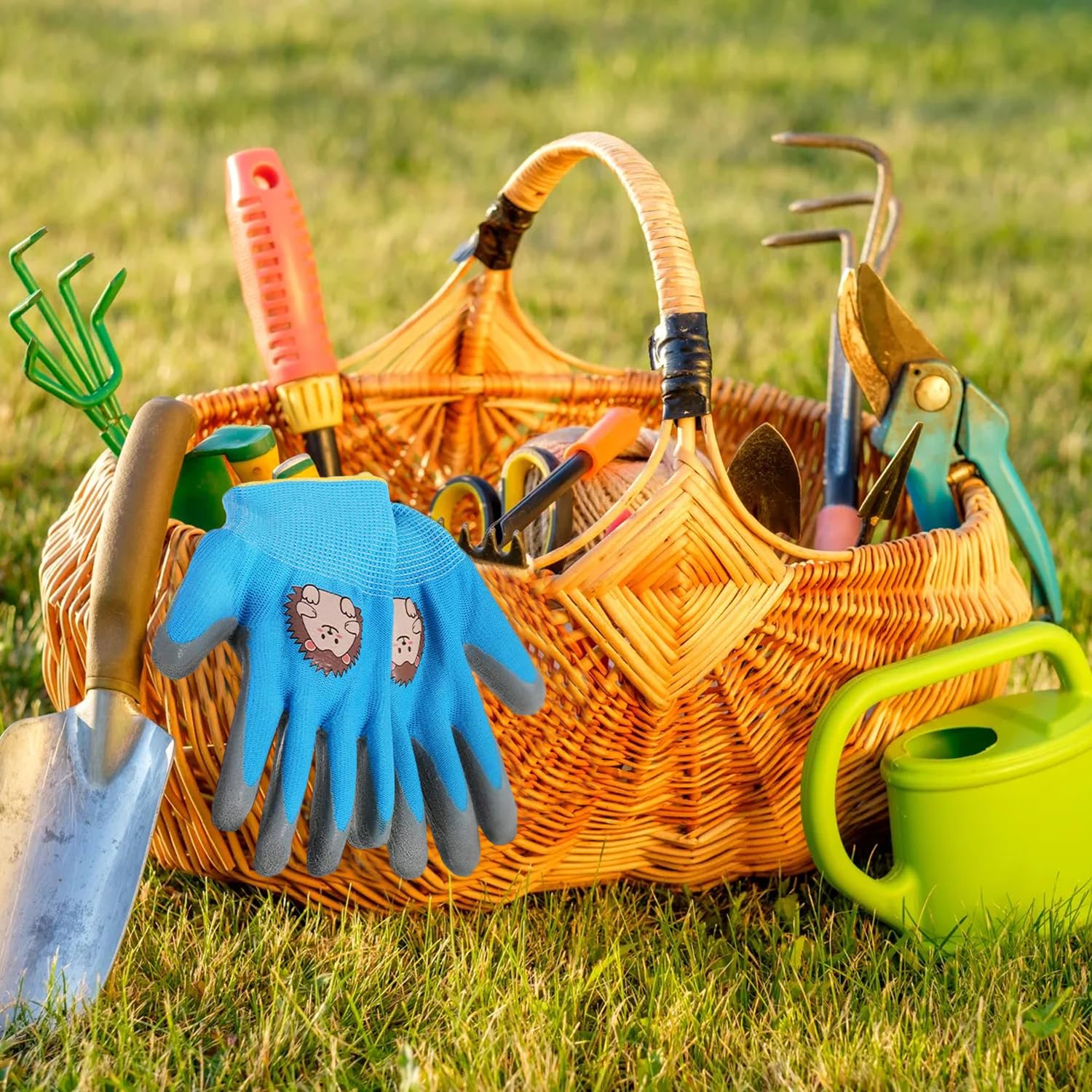 2 Pares de Guantes de Jardinería para Niños para 3-5 Años, Guantes de Jardín Recubiertos de Goma, Guantes de Trabajo de Jardín con Agarre Antideslizante