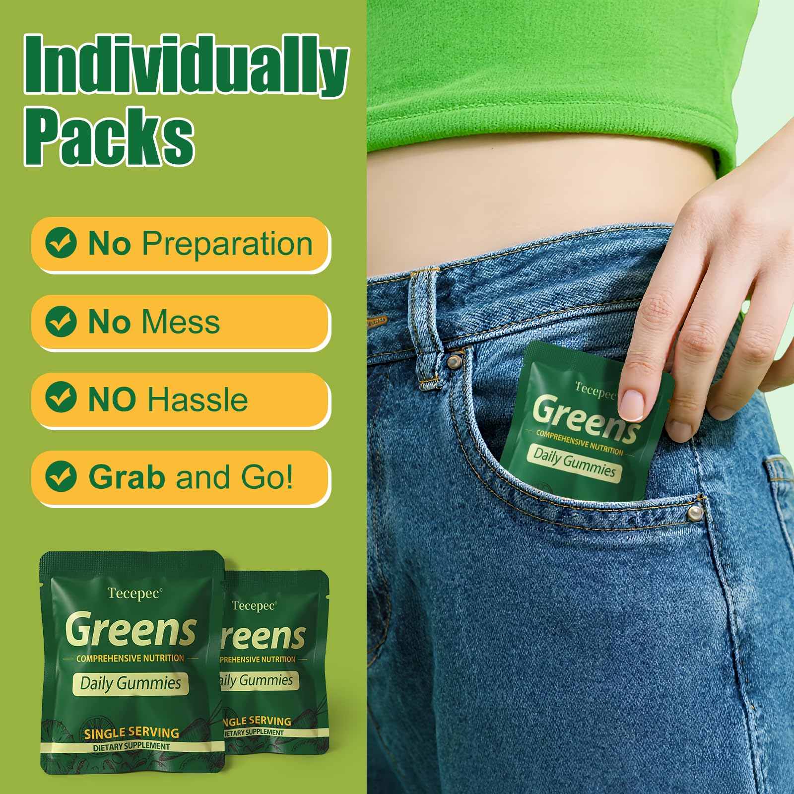 Greens Daily Gummies, Superfood Fruits and Veggies Blend with Spirulina, Chlorella, Prebiotics & Fiber, Adaptogens Multivitamin Supplement for Digestive Health, 120 Count — Amazon image 6