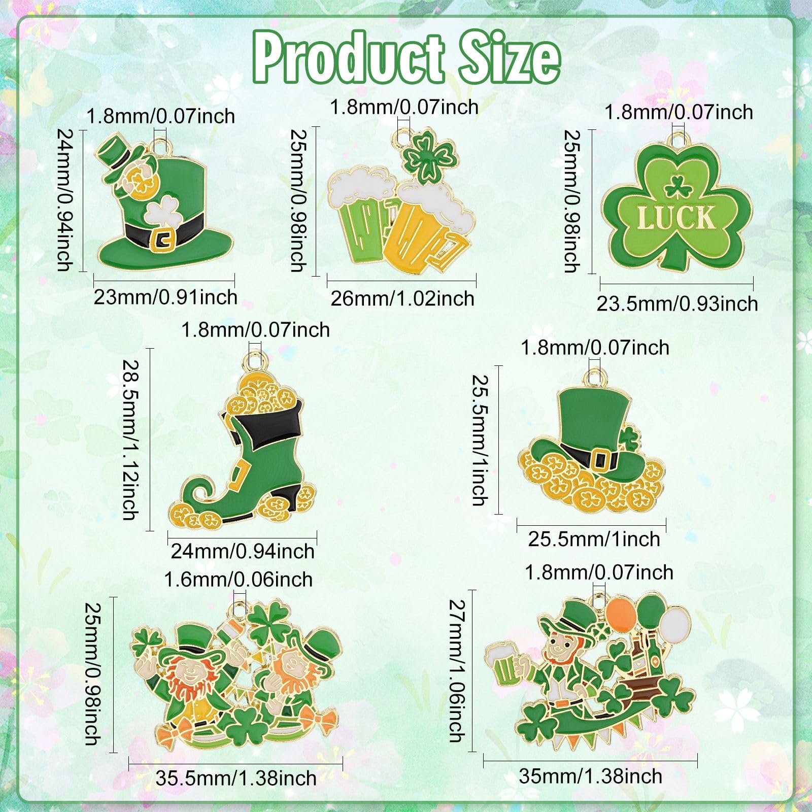 Stiesy 28Pcs 7 Styles St Patrick's Day Theme Charms Pendants Enamel Shamrock Clover Charm Green Hat Beer Charms for Jewellery Making DIY Bracelet Crafting - Image 2
