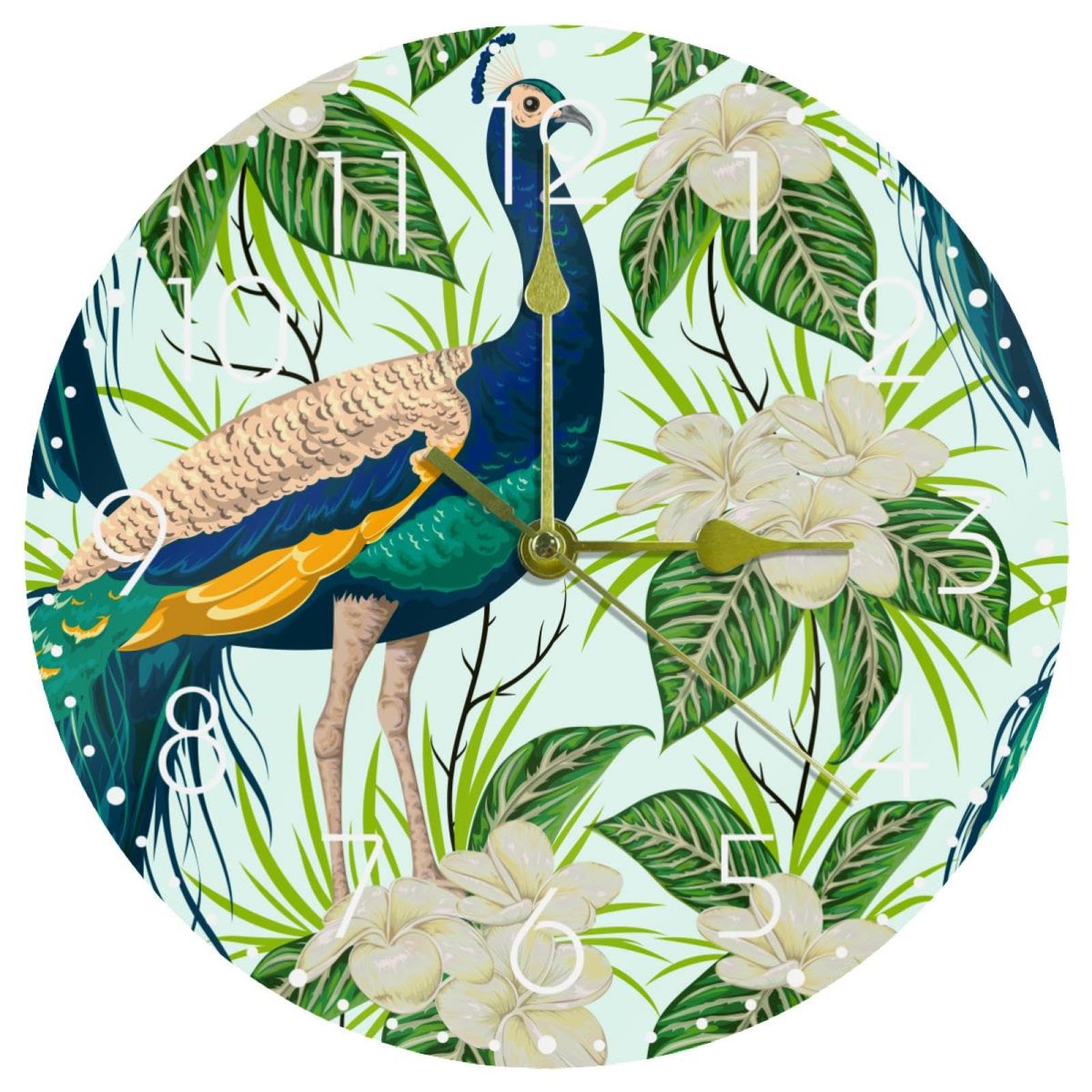 Horloge murale ronde en acrylique vert pastel de 30 cm silencieuse pour salon