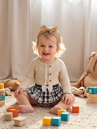 Infant Baby Girl Fall Winter Skirt Outfit with Cardigan 5Pcs 0-18 Months