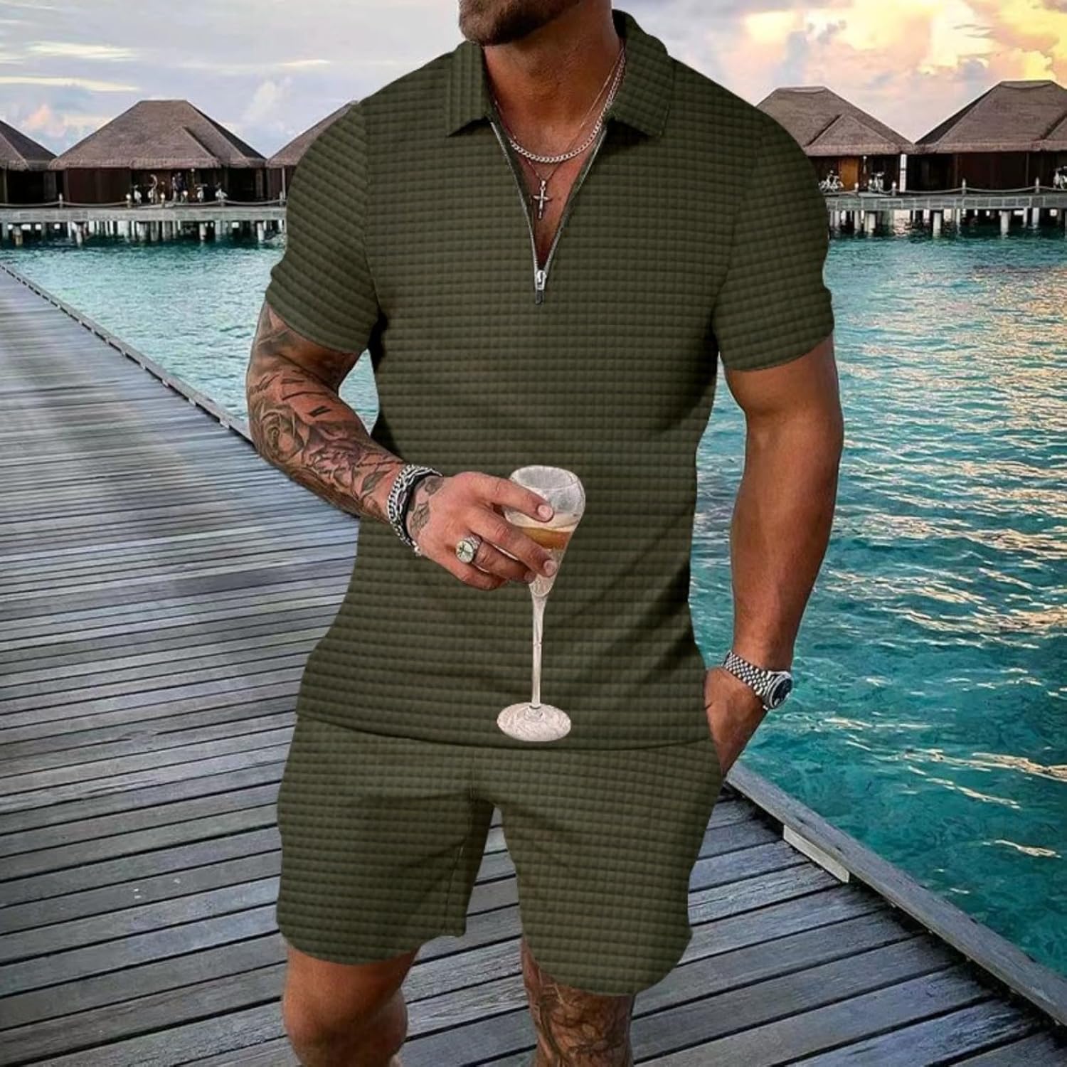 Men's Casual Shorts Knit Drawstring Loose Fit Bottoms Summer Pants