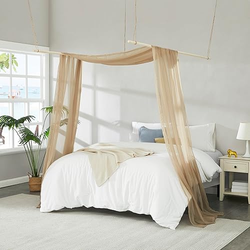 Miniatura 5 de Warm Home Designs Cortinas de toldo de cama azul polvoriento, tamaño de 55 x 144 pulgadas. Nuestras cortinas de cama con dosel individual funcionan