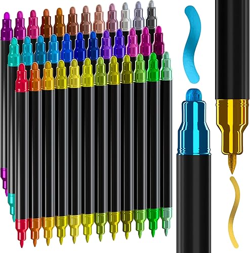 Miniatura 20 de ARTISTRO 36 marcadores de pintura acrílica para rocas, tela, madera, vidrio, decoración, bolígrafos de pintura de doble punta para libros de