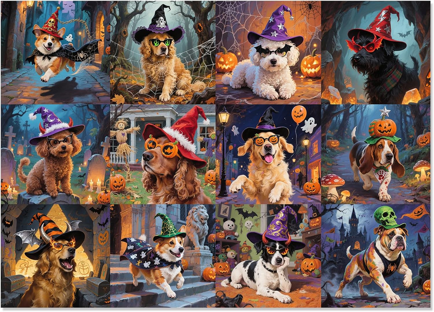 Halloween Jigsaw Puzzle for Adults 1000 Piece, Cute & Challenging Halloween Dogs Jigsaw Puzzle for Animal Lovers | Perfect for Family Game Nights, Friends, & Home Decoration Gifts Halloween Dogs 12