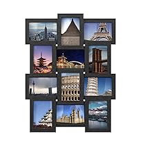 SONGMICS Cornice per Foto Multiple, Collage di 12 Cornici Portafoto da Parete, Cornici per Foto 4×6, Decorazione da Parete, Espositore da Appendere, Assemblaggio Richiesto, Nero Inchiostro RPF26BK