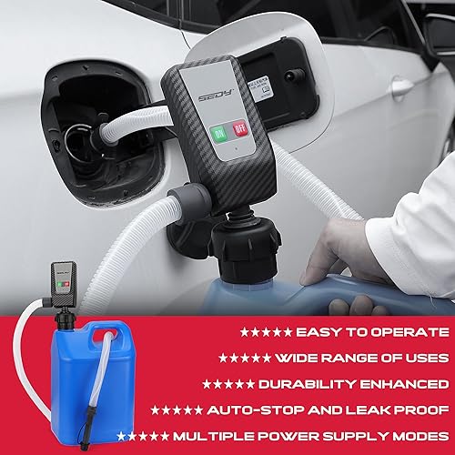 Miniatura 9 de Bomba de transferencia de combustible alimentada por baterías, sensor de parada automática, bomba de transferencia de manguera de 51 pulgadas con