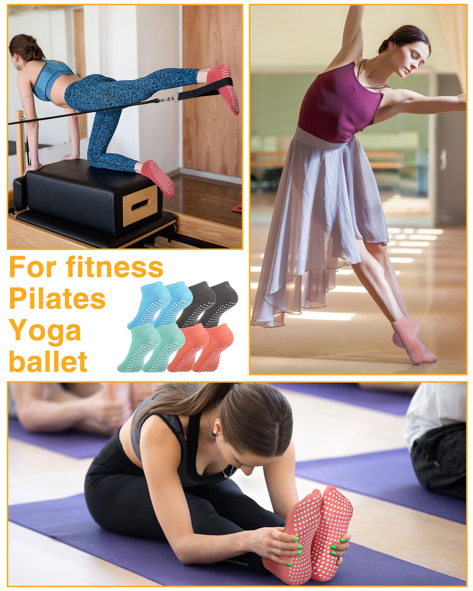 Chuarry 60 pares de calcetines antideslizantes para yoga, pilates, a granel, antideslizantes, para mujeres, ancianos, hospitales, (Classic Color), Talla única