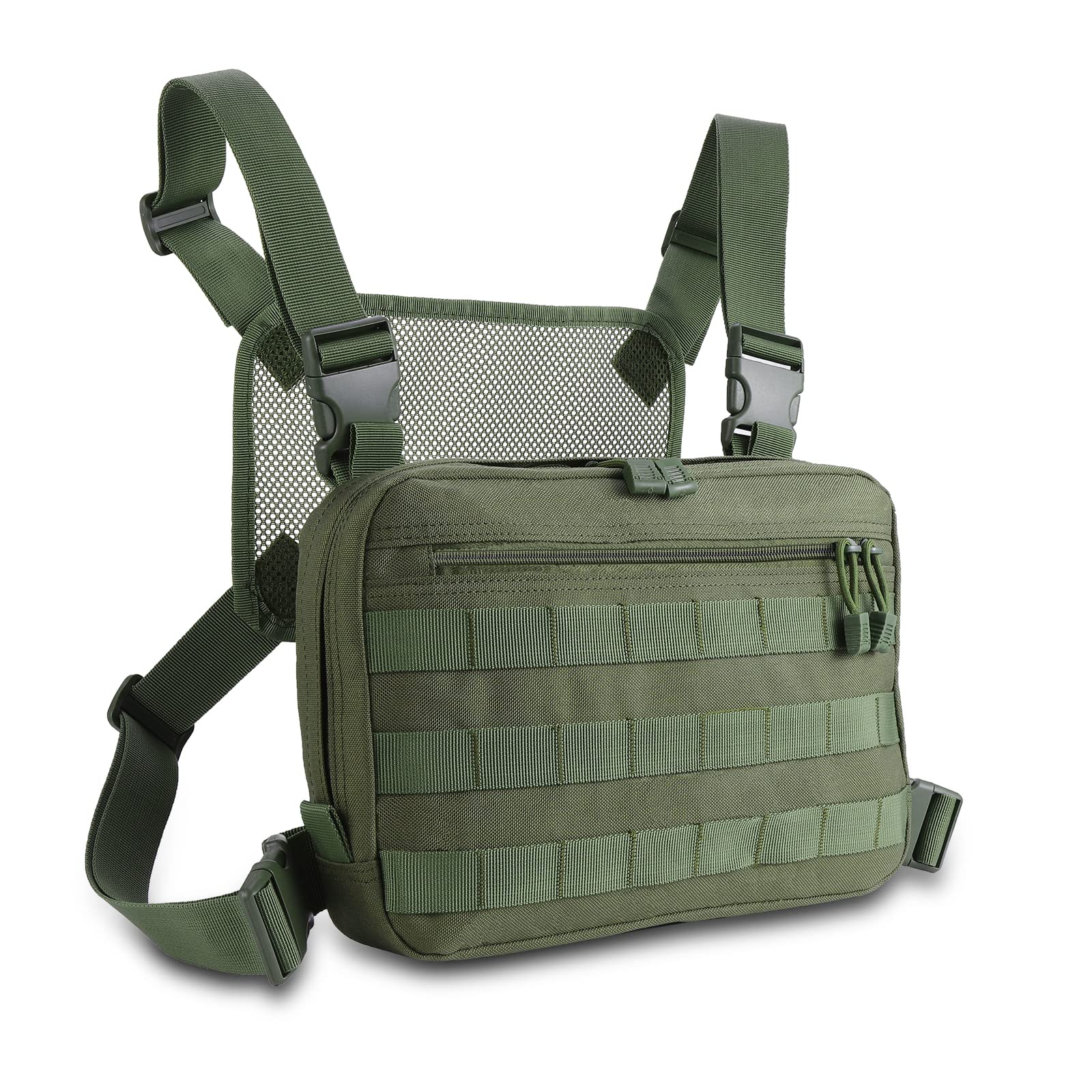 Kyrio Tactical Chest Rig Molle Radio Pecho Arnés Soporte Holster Chaleco para Radio bidireccional Walkie Talkies Verde