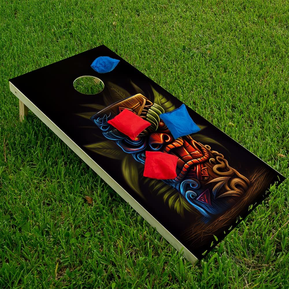 Lone Star Art Cornhole Board Wraps and Decals for Boards Set of 2 Skins Professional Vinyl Covers Sticker - Tropical Tiki Mugs Polynesia Cornhole Decal for Boards Covers Sticker Cornhole Vinyl Wraps