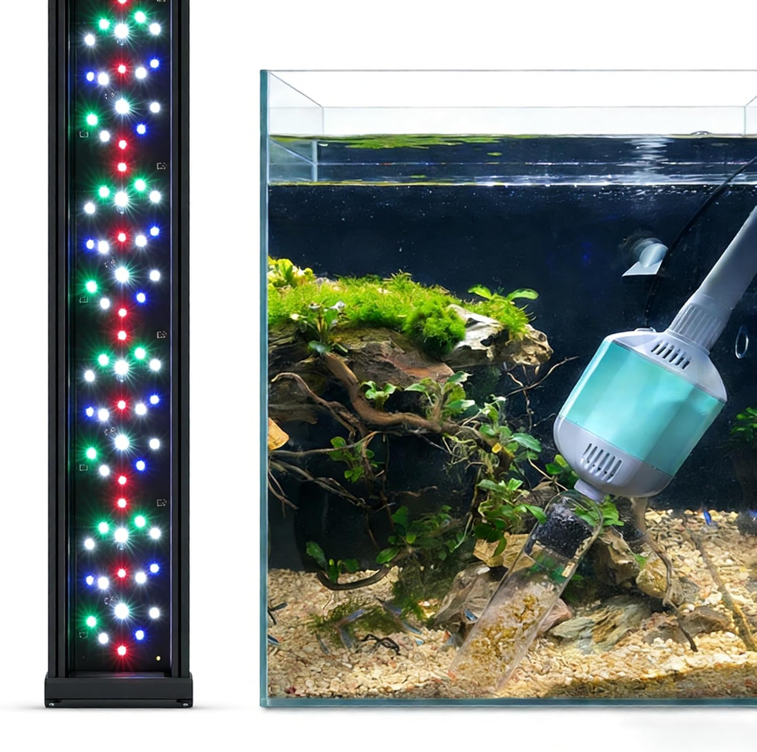 hygger 360GPH Electric Aquarium Gravel Cleaner and New Mode 24/7 Timer LED Aquarium Light