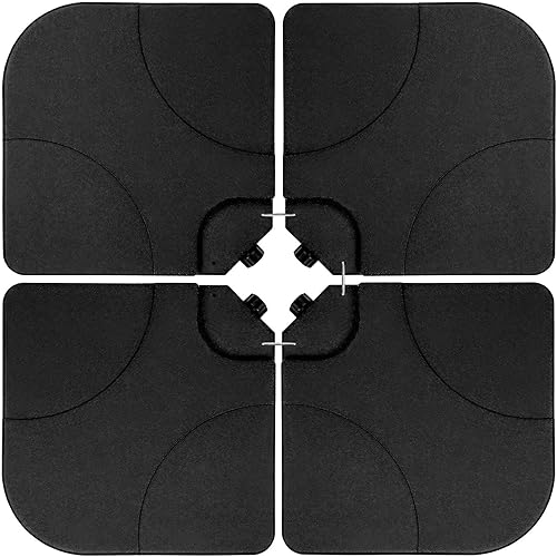 Simple Deluxe 4 soportes de patio con desplazamiento voladizo, agua en forma cuadrada de 176 libras o base de sombrilla llena de arena de 132 libras