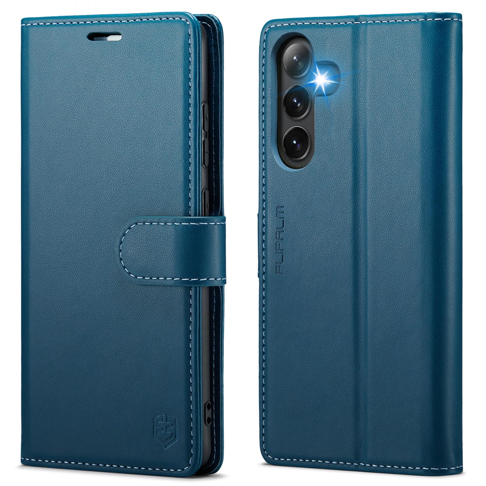 FLIPALM Wallet Case for Samsung Galaxy S24, RFID Blocking Credit Card Holder, PU Leather Folio Flip Kickstand Protective Shockproof Cover for S24 (